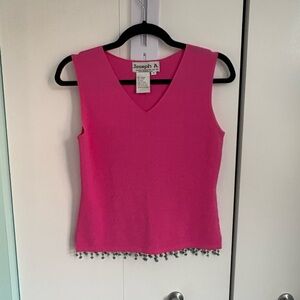 Joseph A. Vibrant Pink Tank Top with Beaded Trim